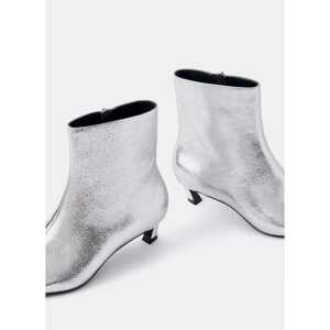 Mint Velvet Silver Leather Ankle Boots